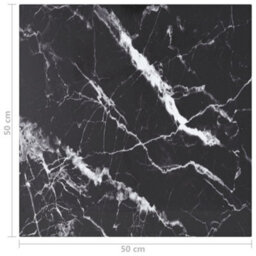 Vidaxl Table Top Black 50X50 Cm 6 mm Tempered Glass With Marble Design Table Tops - thumbnail 3