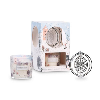 Heart and Home Christmas Soy Candle - Snowflake Sparkle - With Spinning Tree Decoration - image 1