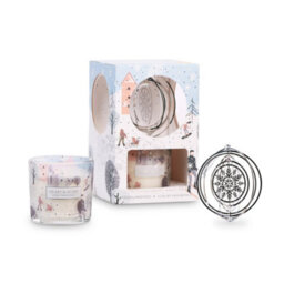 Heart and Home Christmas Soy Candle - Snowflake Sparkle - With Spinning Tree Decoration - thumbnail 1