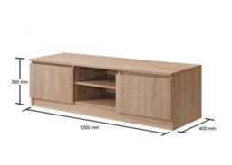 Timber Art Design Modern Tv Unit 120Cm Media Cabinet 2 Doors + Shelf Sonoma Oak - thumbnail 3
