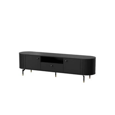 Arte Sophisticated Black Zante 5 Tv Cabinet 1800mm X 490mm X 400mm - Dramatic Entertainment Solution - image 1