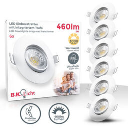 B.k.licht Set Of 6 Recessed Lights Led Downlights Spotlights Adjustable Warm White 4,9W 480Lm - thumbnail 2