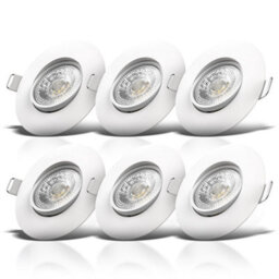 B.k.licht Set Of 6 Recessed Lights Led Downlights Spotlights Adjustable Warm White 4,9W 480Lm