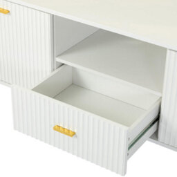 Kosy Koala White Tv Cabinet With Gold Metal Legs And Handles, Stylish Media Console With Spacious Storage - thumbnail 3