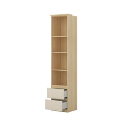 Arte Terra 83 Storage Cabinet 45Cm Oak Lindberg & Beige, Slim Bedroom Cabinet With 3 Shelves & 2 Drawers - thumbnail 3