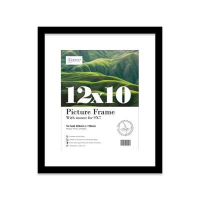 "12X10"" Black Frame With Mount For 9X7"" Pictures 20mm Slim Edge Portrait And Landscape Display With Wall Hooks And Kickstand" - image 1