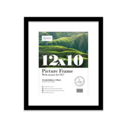 "12X10"" Black Frame With Mount For 9X7"" Pictures 20mm Slim Edge Portrait And Landscape Display With Wall Hooks And Kickstand" - thumbnail 1