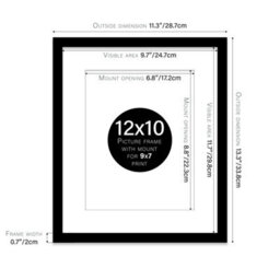 "12X10"" Black Frame With Mount For 9X7"" Pictures 20mm Slim Edge Portrait And Landscape Display With Wall Hooks And Kickstand" - thumbnail 2