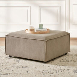 Wyld And Coco Element Modular Ottoman - Light Brown Corduroy Square Footstool With Black Legs, W86 X D86 X H45Cm - thumbnail 2