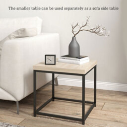 Homcom Coffee Table Set Of 2, Nest Of Tables With 3.5Cm Thick Tabletop, Oak - thumbnail 5