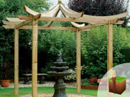 Edecks Dragon Wooden Garden Pergola (W 2700mm X D 2700mm) With Steel Spikes (2.1M) - thumbnail 5