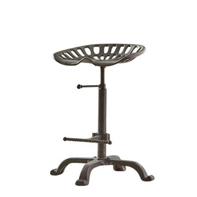 Cast Iron Bar Stool Industrial Home Decor Swivel Chair Adjustable Tractor Seat 1X - image 1