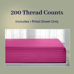 Oxford Homeware Pink Satin Stripe Fitted Sheet 40Cm Extra Deep Pocket Soft Easy Care Bedding Sheet(W)90Cmx(L)191Cm (Single) - thumbnail 3
