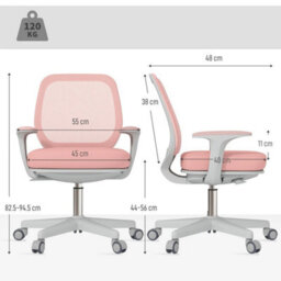 Office Chair, 360 Degree Swivel Desk Chair With Wheels, Pink - thumbnail 2