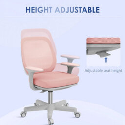 Office Chair, 360 Degree Swivel Desk Chair With Wheels, Pink - thumbnail 7