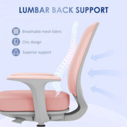 Office Chair, 360 Degree Swivel Desk Chair With Wheels, Pink - thumbnail 4