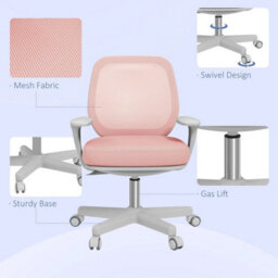 Office Chair, 360 Degree Swivel Desk Chair With Wheels, Pink - thumbnail 5