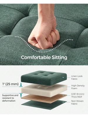 LEDREM Storage Ottoman, Foldable Small Ottoman Foot Rest, 38 X 76 X 38 Cm Foot Stool, Cube Ottoman With Storage, Load Up To 300 Kg - image 1