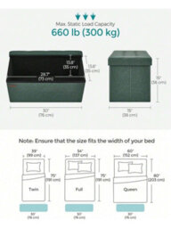 LEDREM Storage Ottoman, Foldable Small Ottoman Foot Rest, 38 X 76 X 38 Cm Foot Stool, Cube Ottoman With Storage, Load Up To 300 Kg - thumbnail 8