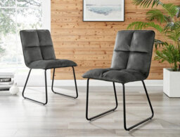 Furniturebox Uk Koko Walnut Effect Round Dining Table & 4 Dark Grey Halle Chairs - thumbnail 7