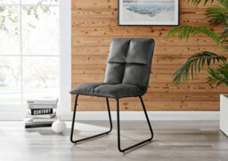 Furniturebox Uk Koko Walnut Effect Round Dining Table & 4 Dark Grey Halle Chairs - thumbnail 8