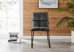 Furniturebox Uk Koko Walnut Effect Round Dining Table & 4 Dark Grey Halle Chairs - thumbnail 9