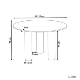 Beliani Dining Table Orin Light Ash Wood 120 Cm 120 Cm - thumbnail 3