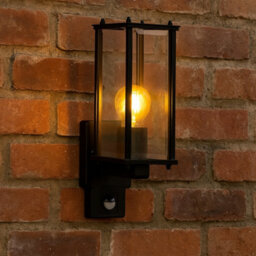 CGC Lighting Cgc Marin Black Outdoor Wall Lantern Clear Bevelled Glass Diffuser With Pir Motion Sensor Ip44 - thumbnail 5