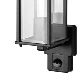 CGC Lighting Cgc Marin Black Outdoor Wall Lantern Clear Bevelled Glass Diffuser With Pir Motion Sensor Ip44 - thumbnail 4