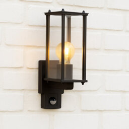 CGC Lighting Cgc Marin Black Outdoor Wall Lantern Clear Bevelled Glass Diffuser With Pir Motion Sensor Ip44 - thumbnail 6