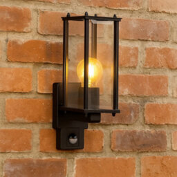 CGC Lighting Cgc Marin Black Outdoor Wall Lantern Clear Bevelled Glass Diffuser With Pir Motion Sensor Ip44 - thumbnail 3