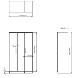 Genoa Ready Assembled Contemporary Matt White Tall Triple Wardrobe (H)1970mm (W)1110mm (D)530mm - thumbnail 5
