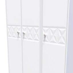 Genoa Ready Assembled Contemporary Matt White Tall Triple Wardrobe (H)1970mm (W)1110mm (D)530mm - thumbnail 2