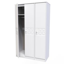 Genoa Ready Assembled Contemporary Matt White Tall Triple Wardrobe (H)1970mm (W)1110mm (D)530mm - thumbnail 3