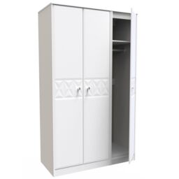 Genoa Ready Assembled Contemporary Matt White Tall Triple Wardrobe (H)1970mm (W)1110mm (D)530mm - thumbnail 4