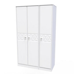 Genoa Ready Assembled Contemporary Matt White Tall Triple Wardrobe (H)1970mm (W)1110mm (D)530mm - thumbnail 1