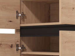 Amos Mann Furniture Flannan Oak Effect 4 Door 40 Pair Tall Large Shoe Cabinet Cupboard - thumbnail 2