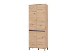 Amos Mann Furniture Flannan Oak Effect 4 Door 40 Pair Tall Large Shoe Cabinet Cupboard - thumbnail 6