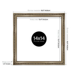 14X14 Gunmetal  Ornate Picture Frame (35.6 X 35.6Cm) Poster, Photo, Artwork, Gallery Wall Or Print - thumbnail 2