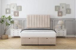 "Sloomy Kansas Sand Naples Ottoman Bed Base With 26"" Strutted Headboard 5' King"