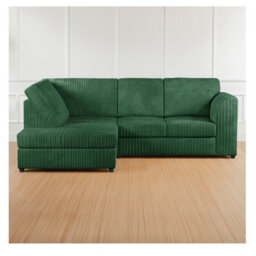 Hannah Jumbo Cord Full Back 4 Seater Left Hand Facing Corner Sofa Green - thumbnail 1