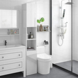 High Gloss Bathroom Floor Cabinet Storage Cupboard With Doors - thumbnail 7