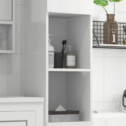 High Gloss Bathroom Floor Cabinet Storage Cupboard With Doors - thumbnail 4