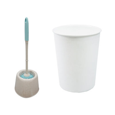 Jvl Antibac Toilet Brush And White Plastic Bin - White - image 1