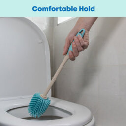 Jvl Antibac Toilet Brush And White Plastic Bin - White - thumbnail 3