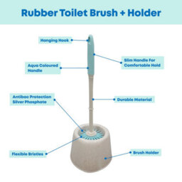 Jvl Antibac Toilet Brush And White Plastic Bin - White - thumbnail 2