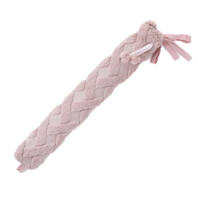 Livivo 2L Extra Long 72Cm Hot Water Bottle With Pink Lattice Weave Cover Decorative Pom Poms Soft Removable And Washable - image 1