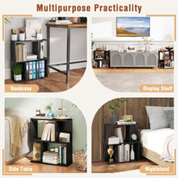 Costway 3-Tier Bookshelf Display Shelf Home Office Freestanding Side Table Black - thumbnail 6