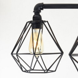 Valuelights Industrial 5 Way Satin Black Pipework Ceiling Light With Black Cage Shades - thumbnail 3