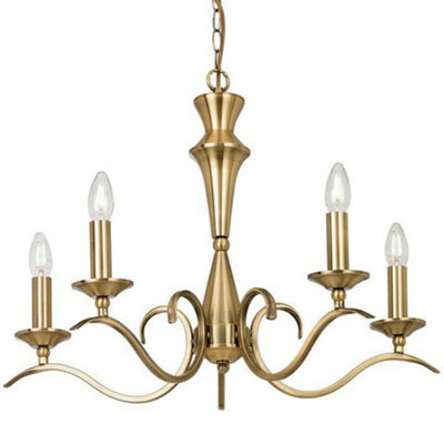Hanging Flush Ceiling Pendant 5 Light Antique Brass Chandelier Lamp Bulb Holder - image 1
